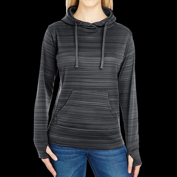 Ladies' Odyssey Striped Poly Fleece Lapover Hood Thumbnail